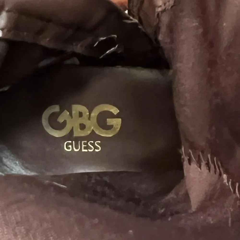 GBG Guess Boots Women's 7.5 Brown Knee High Riding Equestrian Wide Calf Buckle